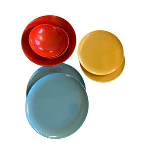 Vintage speckled dishes  Holiday by Kenro Fredonia WI set of 7